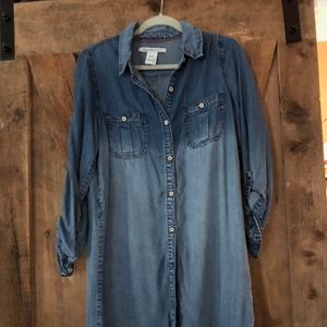 High-end washed denim dress - medium